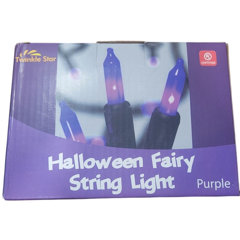 Twinkle Star Purple Fairy Mini 150 String Lights 33 ft, Black Wire, UL Certified